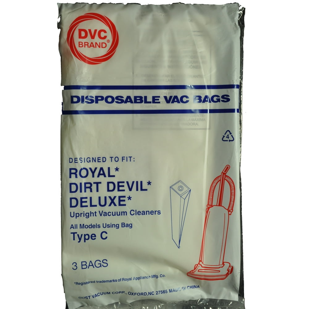 Dirt Devil Type C Upright Vacuum Cleaner Bags, DVC Replacement Brand