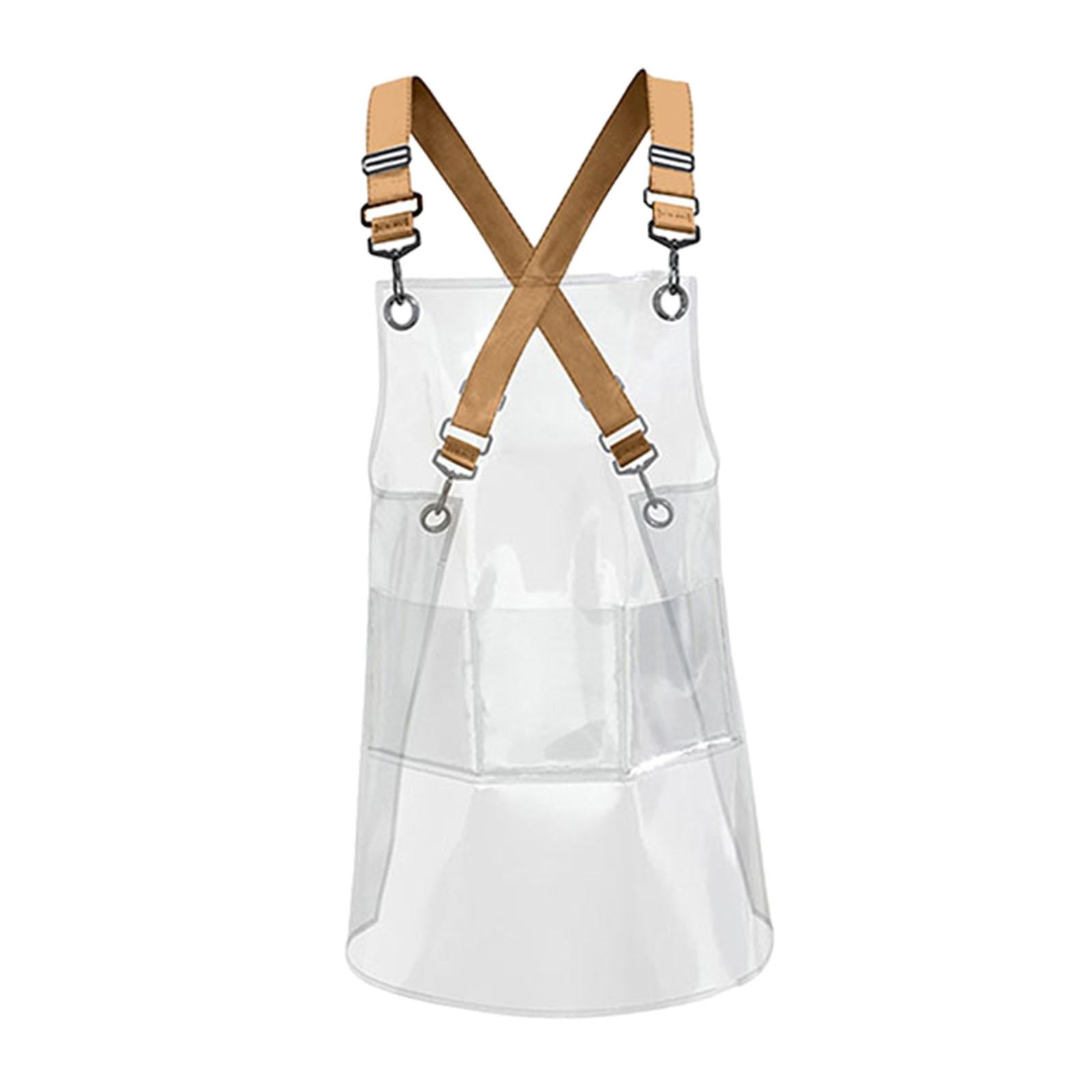 Fiocias Transparent Apron Hair Stylist Apron Gardening Chef Apron with Pocket for Flower Yellow 80cm