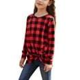 thumbnail image 5 of SYNPOS 4-13Y Child Girls Long Sleeve Scoop Neck Front Twist Leopard Tunic Tops, 5 of 8