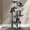 thumbnail image 5 of Pefilos 70" Cat Tree Tower for Indoor Cats, Multi-Level Cat Tree House Cat Scratching Post with 2 Perches, 2 Cat Condos, Hammock and 2 Pompoms, Dark Gray, 5 of 7