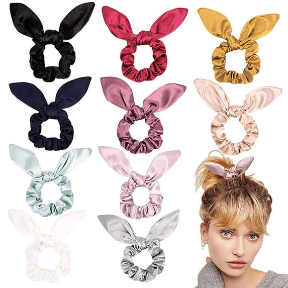 SPRING PARK Cute Women Girl Knotted Rabbit Ear Scrunchie Hair Band Rope Elastic Tie Ponytail Holder