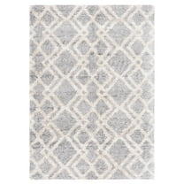 SAFAVIEH Berber Zachary Geometric Shag Area Rug, Grey/Cream, 5'3" x 7'6"