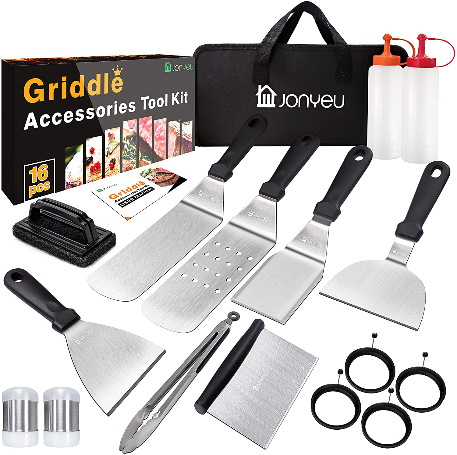 Muzzai- Stainless Steel Teppanyaki Blackstone Accessories /& BBQ Tools Set Blackstone Griddle Accessories,13 Pieces Flat Top Grill Accessories,for Outdoor Camping Griddle Accessories Kit