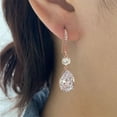 thumbnail image 3 of PYNZY Rose Gold Plated Jewelry Teardrop Dangle Hook Earrings for Women's Birthday Wedding Gift by Cubic Zirconia, 3 of 5