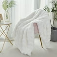 thumbnail image 3 of URBONUR White Faux Rabbit Fur Throw Blanket for Couch Chair, Fluffy Bubble Throw Blanket, Cute Fuzzy Blankets 40×63 Inches, 3 of 9