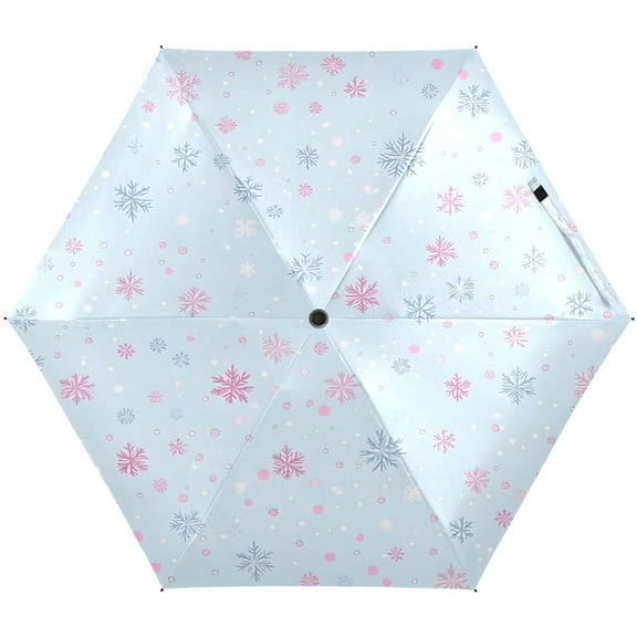 Snowflakes Umbrellas for Sun Auto Open Close UV50  Waterproof 5-Fold Compact Fiberglass Frame