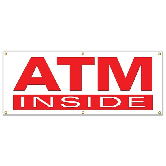 72" ATM INSIDE BANNER SIGN cash machine money automatic teller machine bank card