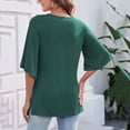 thumbnail image 4 of Women's Blouse Tops 3/4 Bell Sleeve Loose V Neck Shirt Dressy, 4 of 5