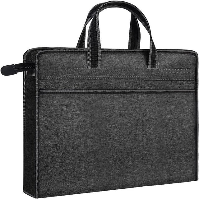 AMERTEEROxford Zippered Document Bag with Handle File Tote Bag Pouch for Carrying Paper Files Books(Black)