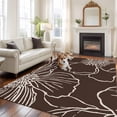 thumbnail image 2 of 8'x10' Area Rugs, Brown Flowers Indoor Outdoor Area Rug for Living Room Bedroom, Spring Floral Botanical Modern Art Washable Bathroom Rugs Kitchen Floor Carpet Mats Home Decor Aesthetic, 2 of 8