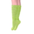 thumbnail image 2 of Long Cotton Lightweight Slouch Socks 3 PAIRS Lemon Green Boot Socks Size 9-11, 2 of 7