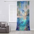 thumbnail image 3 of Ocean Dolphins Semi Sheer Curtains Drapes for Living Room,Bedroom,French Doors Window 72 Inches Long,Summer Coral Coconut Trees Tropical Fish Rod Pocket Chiffon Curtain Drapery Voile Draperies Panel, 3 of 6
