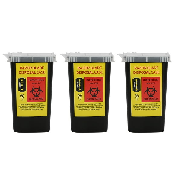 Dioche 3pcs Waste Needle Case Translucent Cover Trash Case Black