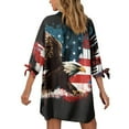 thumbnail image 4 of SCRAWLGOD Fly Eagle 3/4 Sleeve Cardigan Shirt for Women Size XS American Flag Button Down Blouses Plus Size Casual V Neck Summer Cardigan Shirt,4 of July, 4 of 7