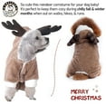 thumbnail image 4 of Disfraz de reno navideño para mascotas, pijama de terciopelo coral suave y cómodo para perros o gatos, monos con capucha de invierno cálidos para mascotas para fiestas navideñas (marrón), 4 of 7