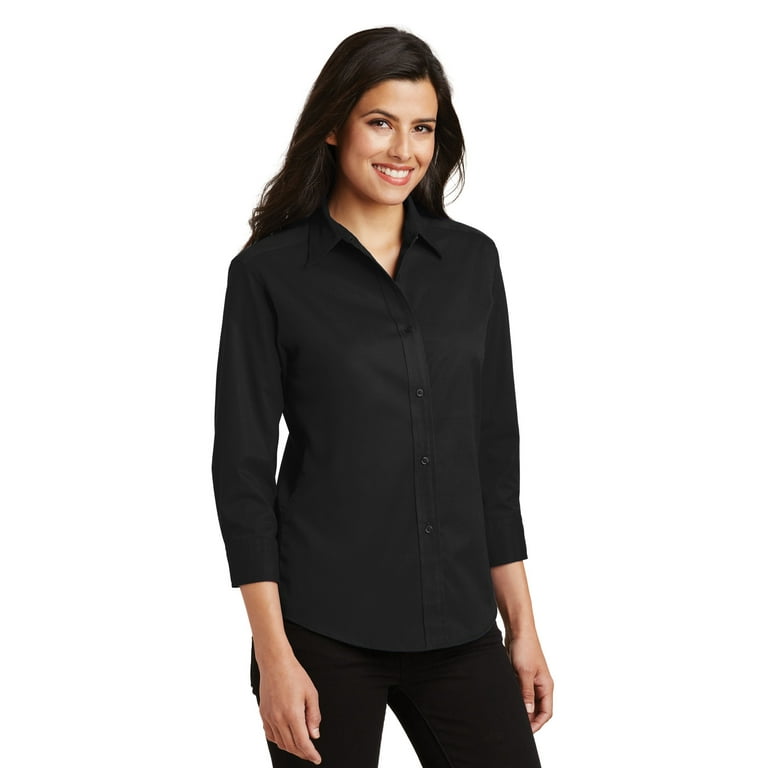 Womens black cheap dress shirt walmart