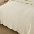 thumbnail image 5 of 3 Pcs 100% Cotton Embroidered Bedspread Set, King/Queen Floral Stitching with Decorative Scalloped Edges, Lightweight All Season Comforter, 5 of 11