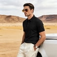 thumbnail image 5 of Mens Polo Shirt Quick Dry Short Sleeve Golf Business Casual Top Breathable Pique Knit T-Shirt for Sports Work Out Summer Black L, 5 of 7