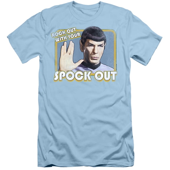 Star Trek Spock Out Adult 30/1 T-Shirt Light Blue