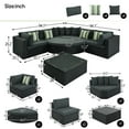 thumbnail image 5 of 7 Piece Patio Furniture Set, Outdoor All Weather PE Wicker Sectional Sofa Set with Pillows, Cushioned Conversation Chair Set with Coffee Table, for Backyard, Poolside, Garden, Balcony, D6718, 5 of 13