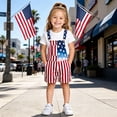 thumbnail image 4 of Coerni July 4th Denim Overalls for Boys & Girls American Flag Printed Bib Jumpsuits Independence Day Celebration Shorts Rompers 5-14 Years, 4 of 5
