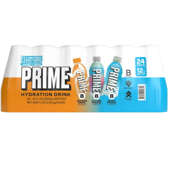 PRIME Hydration Drink Electrolytes BCAA Antioxidants 24 Pack 12 FL OZ Bottles
