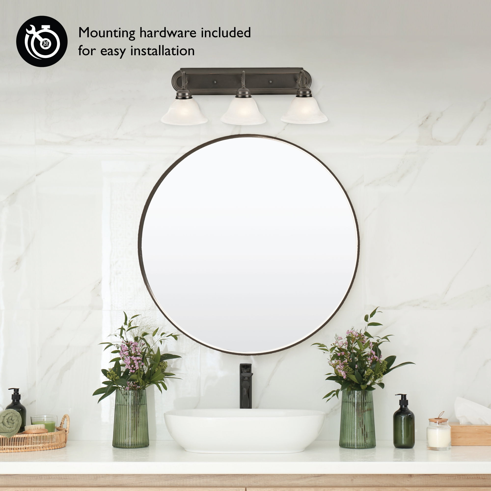 Design House Millbridge 3-Light Dimmable Wall or Vanity Light, Oil Rubbed Bronze