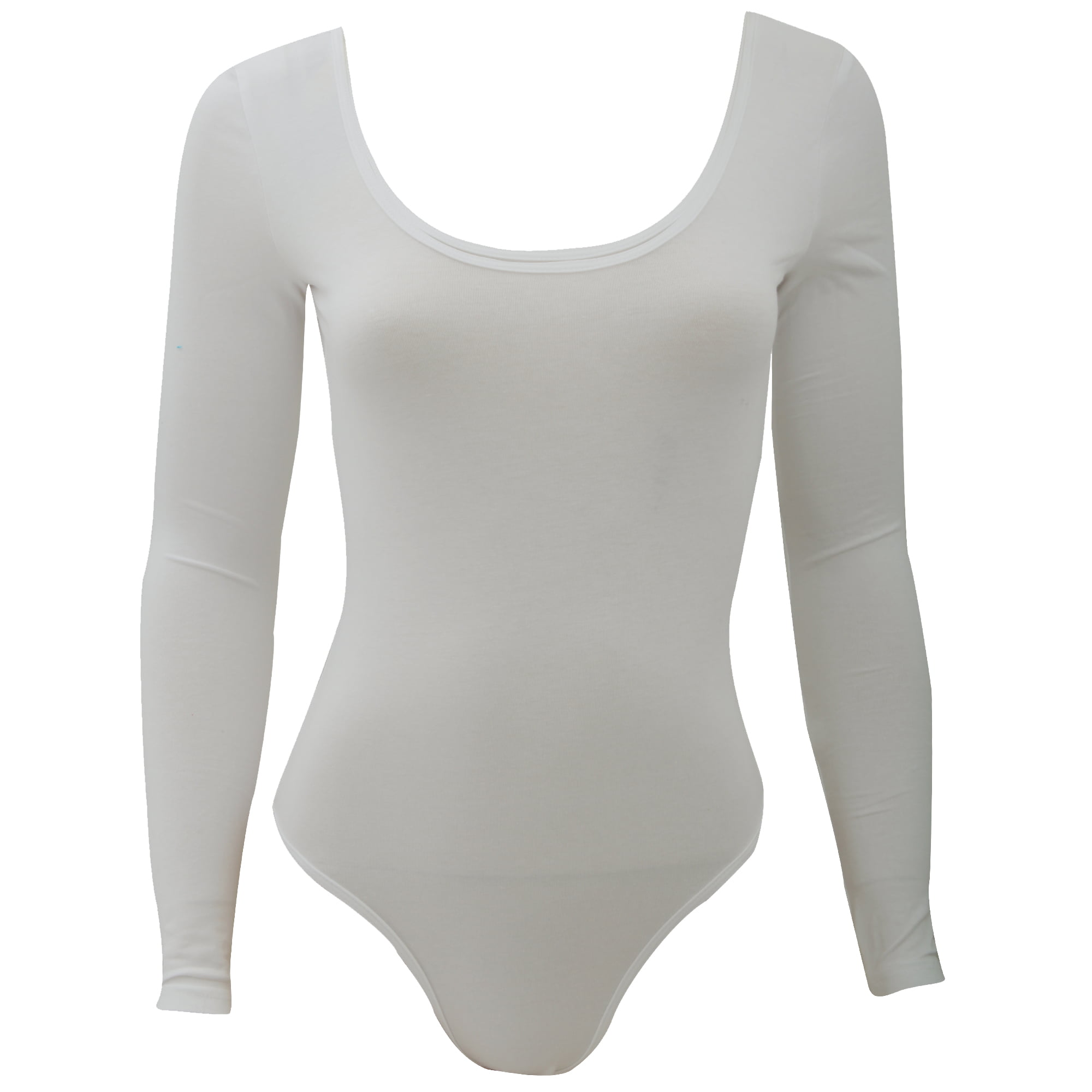 XS American Apparel Women's Cotton Spandex Long Sleeve Double U-Neck Bodysuit 