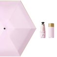 thumbnail image 1 of AU White Mini paraguas de bolsillo de 5 pliegues de Color sólido para paraguas de lluvia y sol Anti Uv para protección sombrilla de viaje de moda para hombres y mujeres, 1 of 4