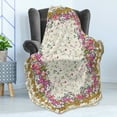 thumbnail image 4 of Oriental Soft Flannel Fleece Throw Blanket, Botanical Nature Art with Flourish Field of Soft Spring Flowers, Cozy Plush for Indoor and Outdoor Use, 50" x 70", Cream and Multicolor, by Ambesonne, 4 of 5