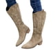 thumbnail image 3 of Botas vaqueras occidentales bordadas para Mujer, botines largos de cuero PU, con punta puntiaguda, tacón grueso, hasta la rodilla, holgados, otoño, 3 of 5