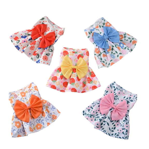 GASTROPOD 5Pcs Dog Clothes,Polyester Dog Clothes for Small Dogs,Bow Decoration Puppy Clothes,Mix,XS