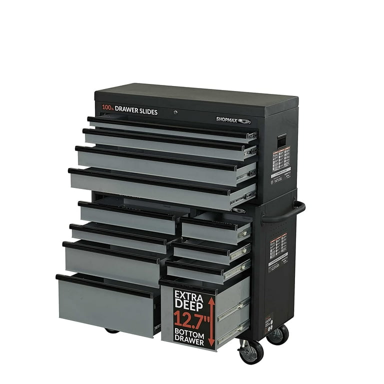 41 in. W 12-Drawer Tool Chest and Cabinet Combo with Side Table in Gloss Black 41 in. W 12-Drawer Tool Chest and Cabinet Combo with Side Table in Gloss Black