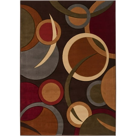 - Contemporary Majestic Collection Area Rug in Burnt Sienna, Espresso and Rectangle Shape