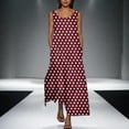 thumbnail image 2 of Fashion SMihono Women's Ploka Dots Flowy Maxi Dress with Pockets, Elegant 2025 Summer Loose Crew Neck Sleeveless A-Line Swing Dresses Wine XXL, 2 of 5