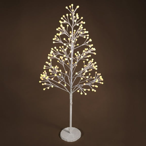 CAPHAUS 4 Feet, 48 inch White Firework Twinkling Lighted Tree with 240 Warm White LED Lights, Full Artificial Light Up Tree with IP44 & UL Certified for Festival, Holiday Decoration Indoor