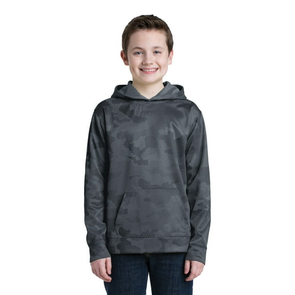 Sport-Tek Yst240 Youth Sport-Wick Camohex Fleece Hooded Pullover