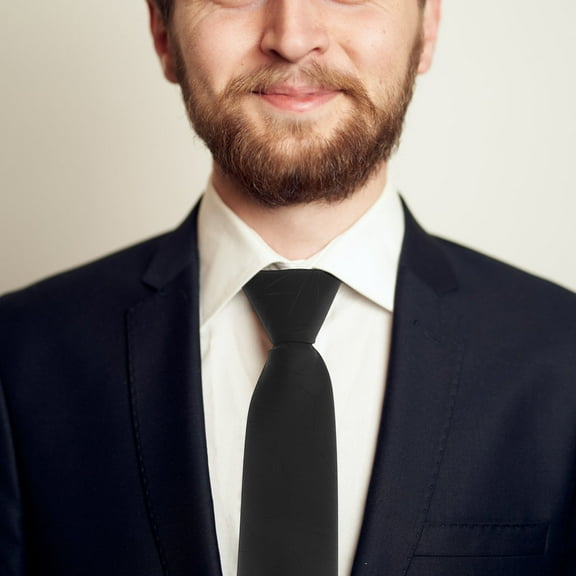 UPKOCH Fade-resistant Men Neck Tie Zipper Design Polyester Silk 1Set for Weddings