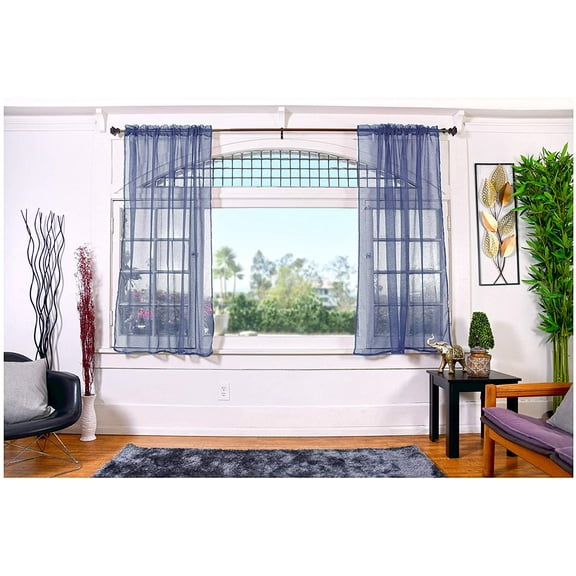 All American Collection Doli Sheer Curtains | Two 54" x 63" Panels in Vibrant Designer Colors (Dusty Blue 54" x 63")