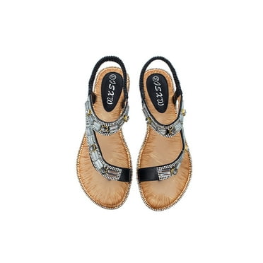 Ymiytan Women S Sandals Summer Open Toe Sandal Rhinestone Glitter Slide Sandals Slippers Walmart Com
