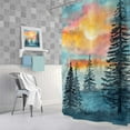 thumbnail image 4 of Watercolor Forest Shower Curtain for Bathroom, Blue and Grey Woodland Tree Country Shower Curtain, Natural Landscape Shower Curtain Set Bathroom Decor with Hooks, 72X72IN, 4 of 6