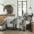 thumbnail image 6 of DDUOXIN Gray Cotton Quilt Queen Size - 100% Cotton Lightweight Grey Brown White Patchwork Plaid Rustic Queen Quilt Bedspread, Neutral Reversible Coverlet/Comforter Set with 2 Pillow Shams, 3 Piece, 6 of 12