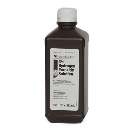 Henry Schein 3% Hydrogen Peroxide Solution, USP First Aid Antiseptic for Wounds and Cuts, 16 oz