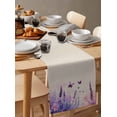 thumbnail image 3 of Spring Lavender Burlap Cotton Table Runner 13x48 Inches Long, Butterfly Purple Farmhouse Floral Leaf Farmhouse Table Runners, Outdoor Dining Tablecloths Decor for Baby Shower/Party/Wedding, 3 of 6