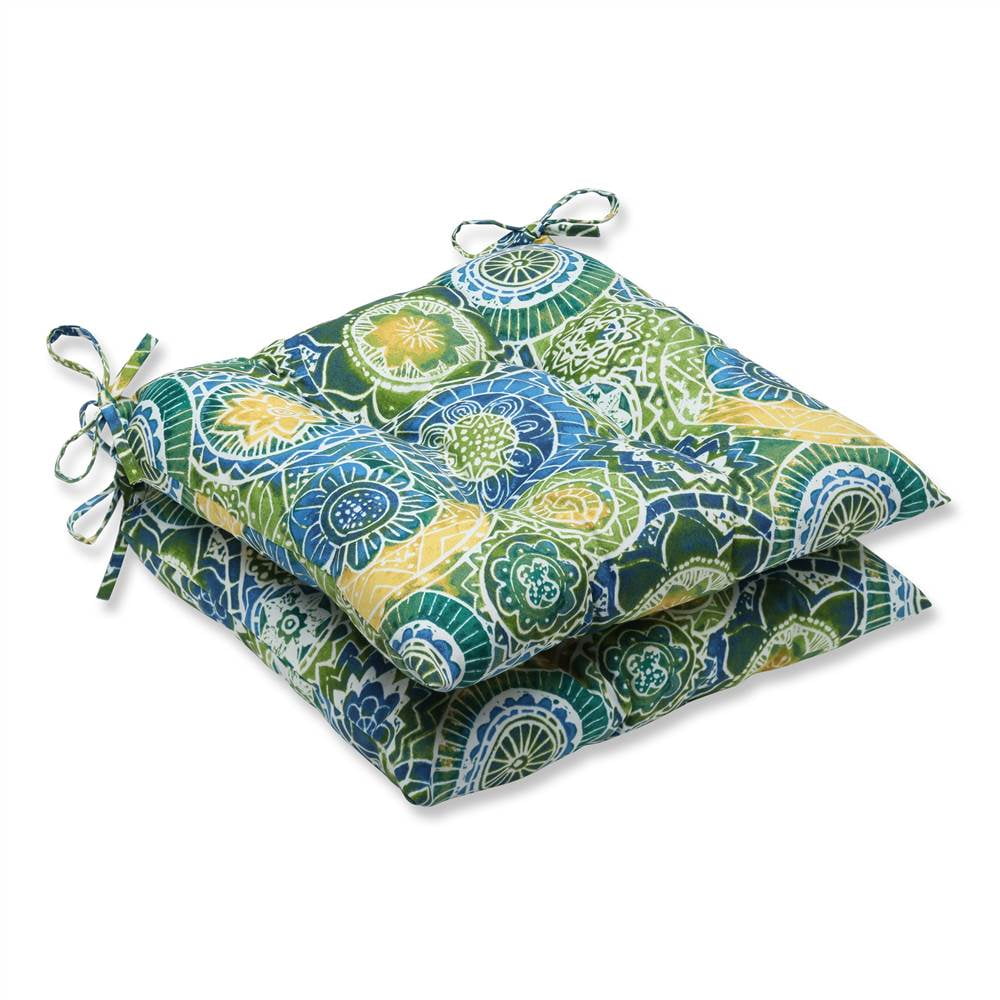 Pillow Perfect Outdoor/Indoor Omnia Lagoon Tufted Seat Cushions (Square
