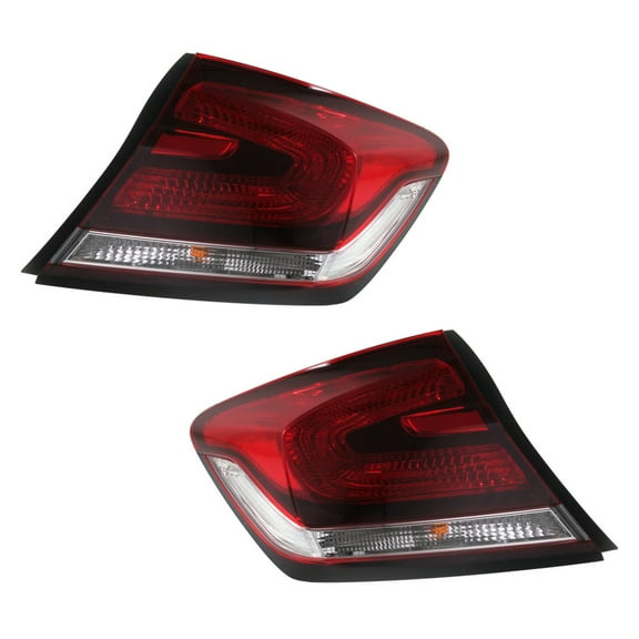 For Honda Civic 2013 2014 2015 Tail Light Assembly Driver And Passenger Side | Pair | Outer | Clear/Red Lens | Sedan | Replacement For HO2804102, HO2805102 | 33550TR0A51, 615343538273, 33500TR0A51