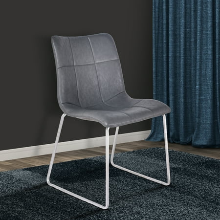 Armen Living Hamilton Contemporary Dining Chair In Brushed Stainless Armen Living Hamilton Contemporary Dining Chair In Brushed Stainless Steel With Vintage Grey Faux Leather