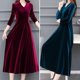 thumbnail image 2 of Vestido Midi de fiesta Vintage para mujer, Vestido de manga larga de terciopelo negro burdeos, 3XL, 4XL, 5XL, 6XL, 2024, 2 of 5