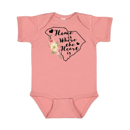 

Inktastic South Carolina Home is Where The Heart is with Watercolor Floral Gift Baby Girl Bodysuit