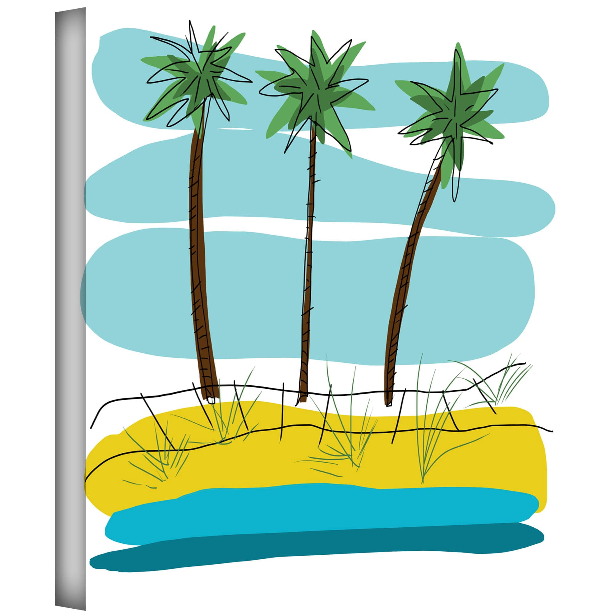 ArtWall Jan Weiss "Beach Day Palms II" Gallery-wrapped Canvas Art